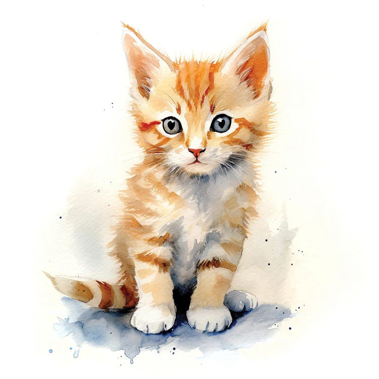 Cute Ginger Kitten Watercolour by Jane Rix wall art