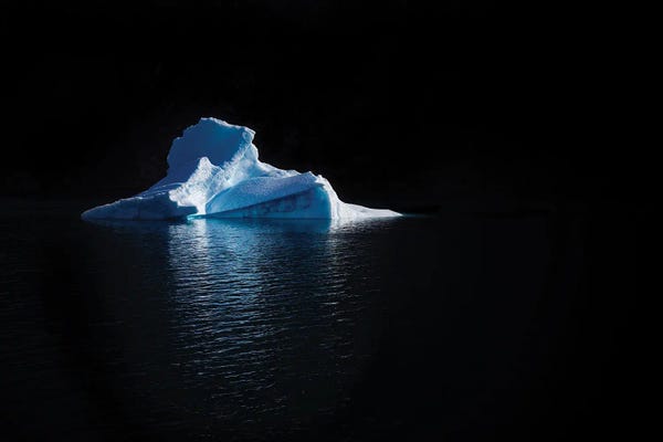Blue Iceberg On Black Background, Greenland
