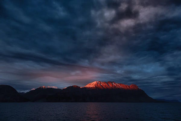 Scoresby Sund Fjord And Mountains Sunset, Greenland