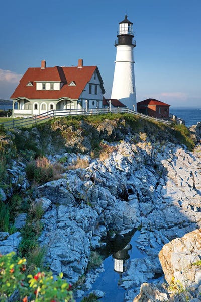 Jane Rix: Portland Head Light Vertical Panoram by Jane Rix