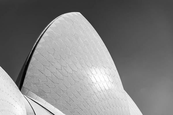 Sydney Opera House: Sydney Opera House Black And White Detail by Jane Rix