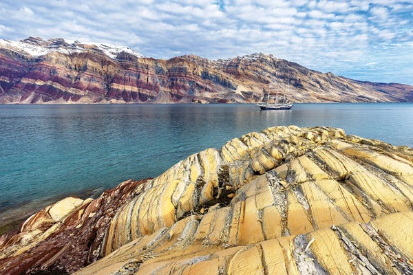 Jane Rix: Geology Fjord Mountains And Ship by Jane Rix