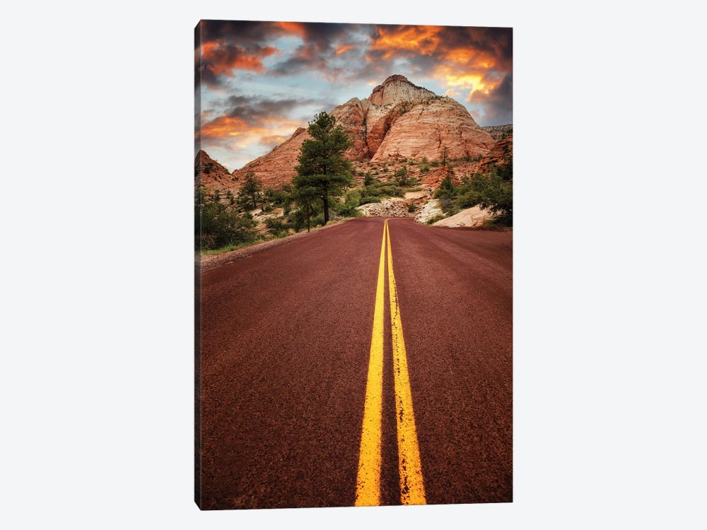 On The Road In Zion At Sunset, Usa by Jane Rix 1-piece Canvas Artwork