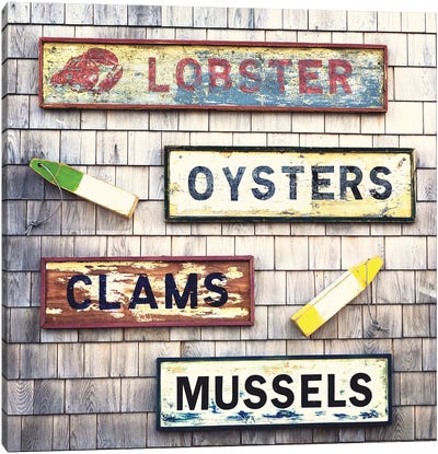 Seafood Signs Canvas Art Print - Jane Rix