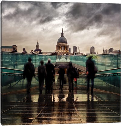 St Paul's Cathedral In The Rain, London Canvas Art Print - Jane Rix