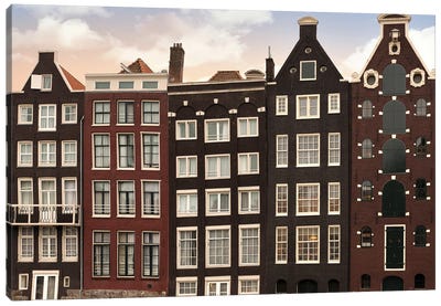 Amsterdam Architecture At Twilight Canvas Art Print - Netherlands Art