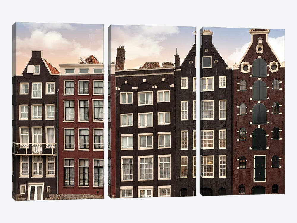 Amsterdam Architecture At Twilight by Jane Rix 3-piece Canvas Art