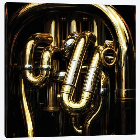Detail Of The Brass Pipes Of A Tuba Canvas Print #JRX97} by Jane Rix Canvas Art