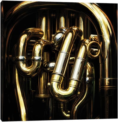 Detail Of The Brass Pipes Of A Tuba Canvas Art Print - Jane Rix