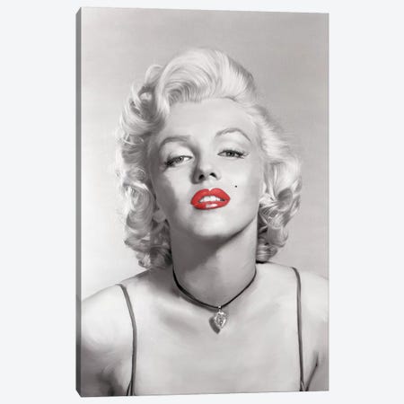 Look Of Love Red Lips In Gray Canvas Print #JRY8} by Jerry Michaels Canvas Print