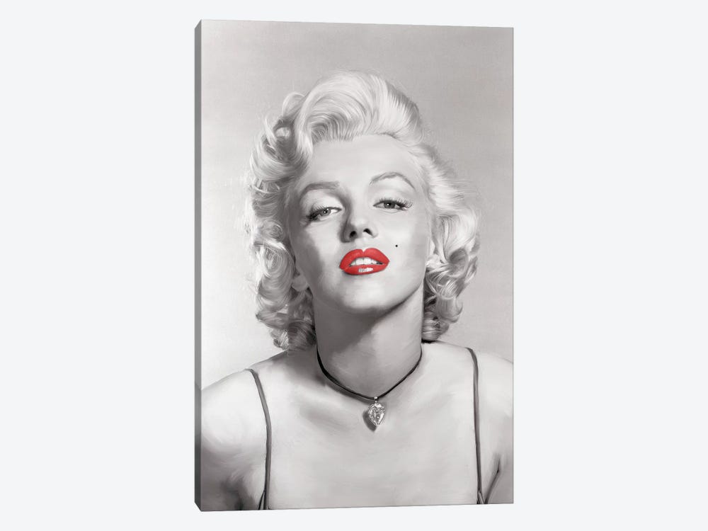 Look Of Love Red Lips In Gray by Jerry Michaels 1-piece Canvas Print