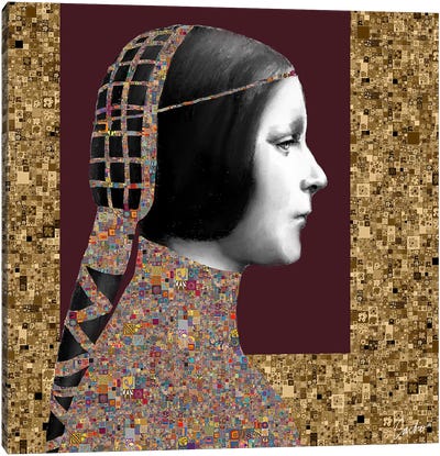 Lady Of Leonardo II Canvas Art Print - Multimedia Portraits
