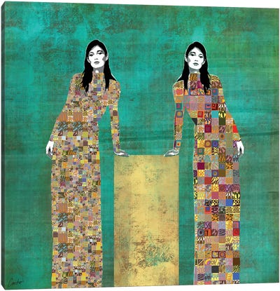 Turn It Around Again On Green Canvas Art Print - Artists Like Klimt