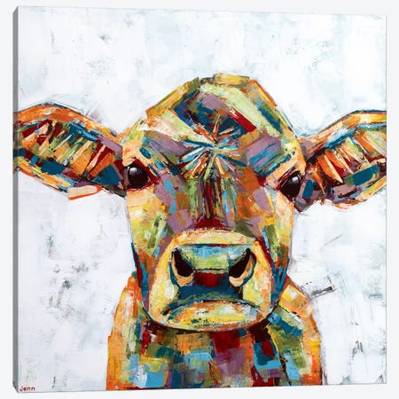 Jersey Cow- White Canvas Print #JSE13} by Jennifer Seeley Canvas Print