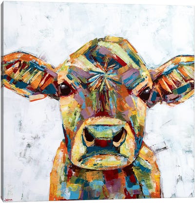 Jersey Cow- White Canvas Art Print - Cow Art