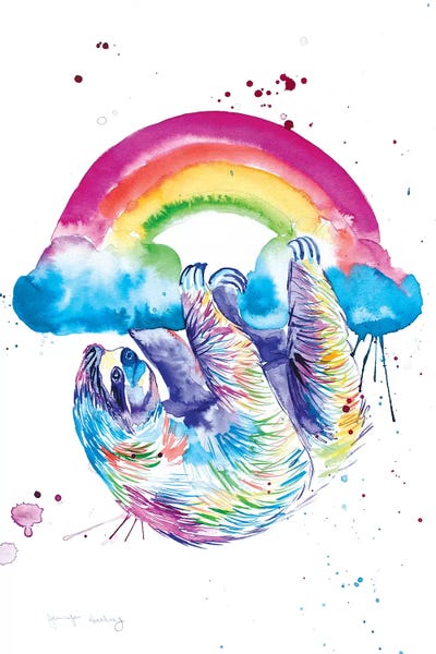 Sloths: Sloth Hanging From A Rainbow by Jennifer Seeley