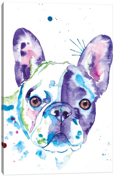 Watercolor Frenchie II Canvas Art Print - French Bulldog Art
