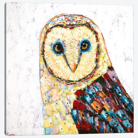 Barn Owl- White Canvas Print #JSE1} by Jennifer Seeley Art Print