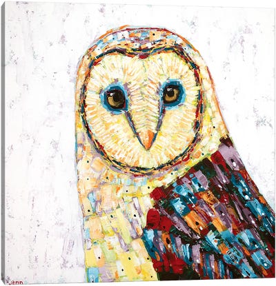 Barn Owl- White Canvas Art Print - Jennifer Seeley