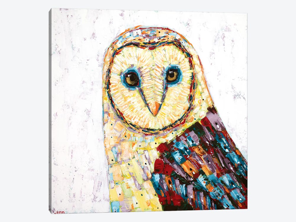 Barn Owl- White by Jennifer Seeley 1-piece Canvas Art Print