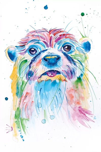 Otters: Watercolor Jewel Toned Otter by Jennifer Seeley