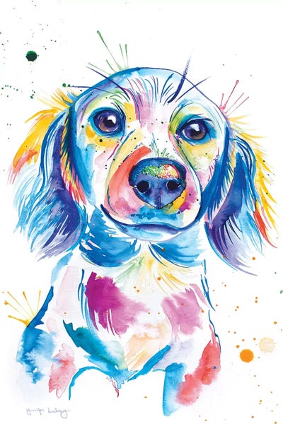 Dachshunds: Watercolor Long-Haired Dachshund by Jennifer Seeley