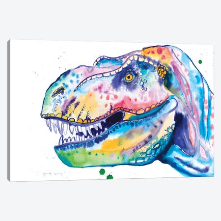 Watercolor T-Rex Canvas Print #JSE25} by Jennifer Seeley Canvas Art Print