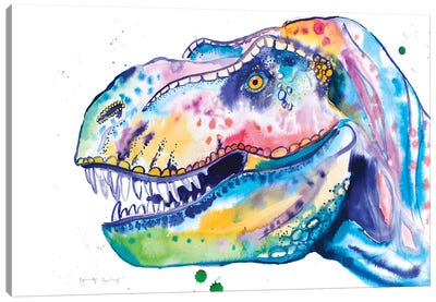Watercolor T-Rex Canvas Art Print - Prehistoric Animal Art
