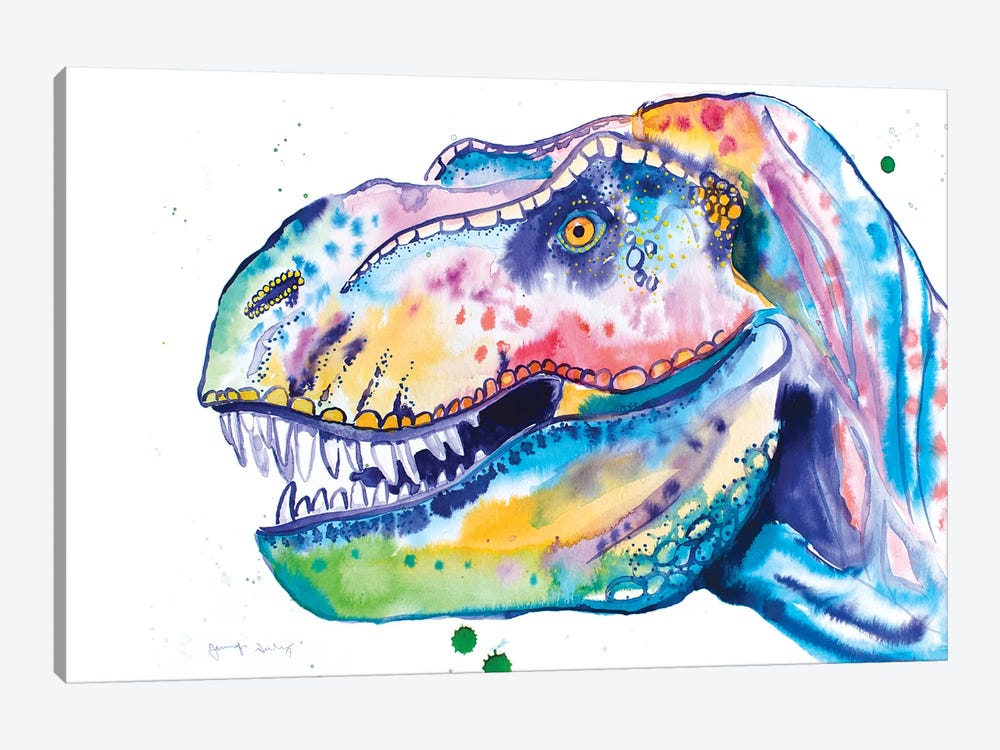 Watercolor T-Rex by Jennifer Seeley 1-piece Canvas Wall Art