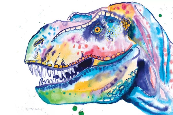 Prehistoric Animals: Watercolor T-Rex by Jennifer Seeley