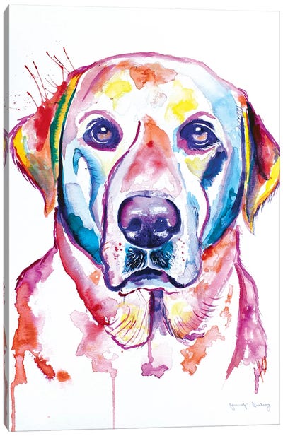Watercolor Yellow Lab Canvas Art Print - Labrador Retriever Art