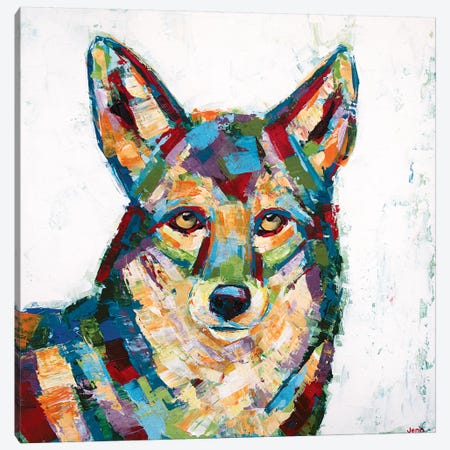 Coyote- White Canvas Print #JSE7} by Jennifer Seeley Canvas Artwork