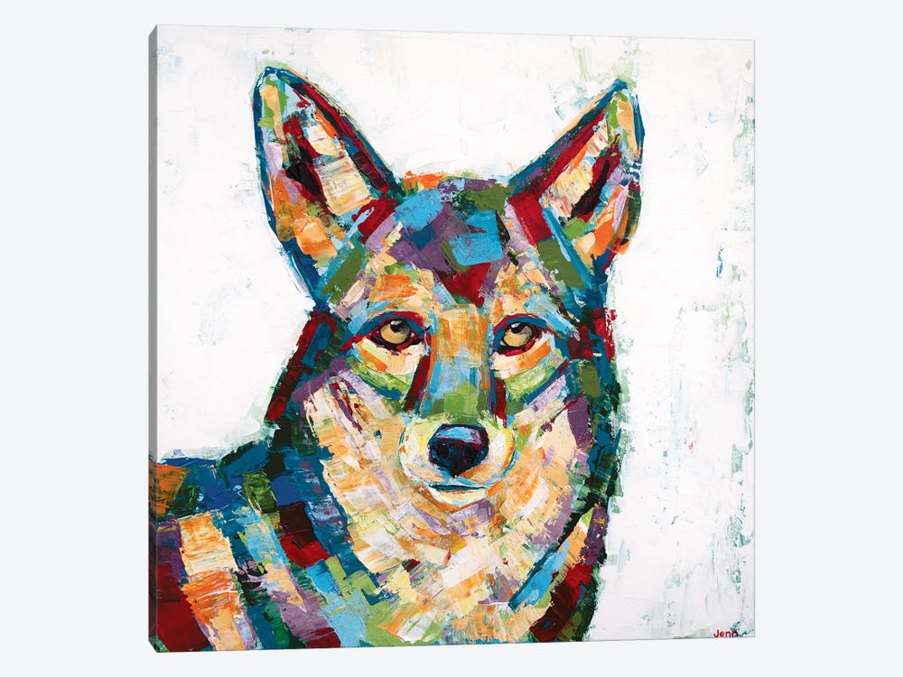 Coyote- White by Jennifer Seeley 1-piece Canvas Art Print