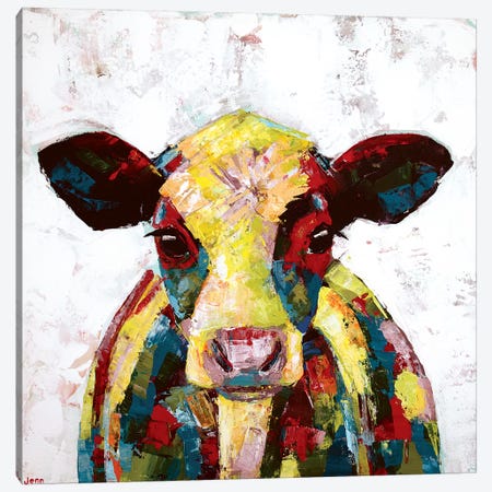 Dairy Cow- White Canvas Print #JSE8} by Jennifer Seeley Art Print