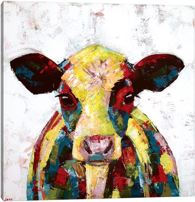 Dairy Cow- White Canvas Art Print - Jennifer Seeley