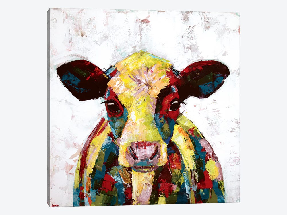Dairy Cow- White by Jennifer Seeley 1-piece Canvas Wall Art