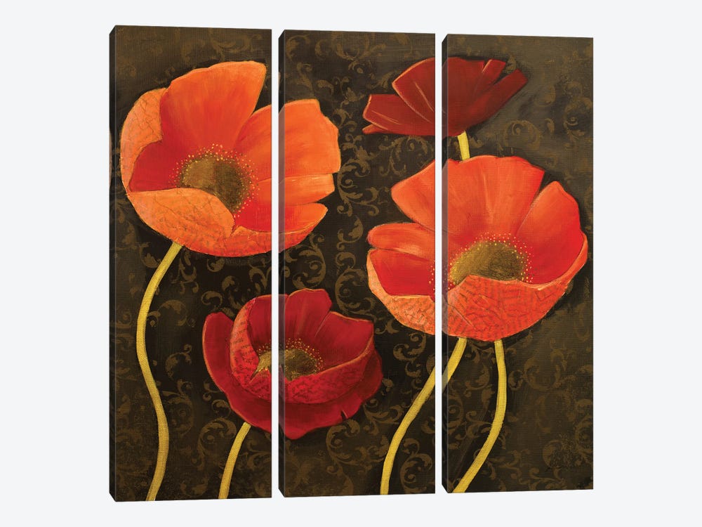 Gilded Floral II by Josefina 3-piece Canvas Art