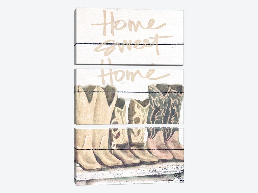 Home Sweet Home Boots by Josefina 3-piece Art Print