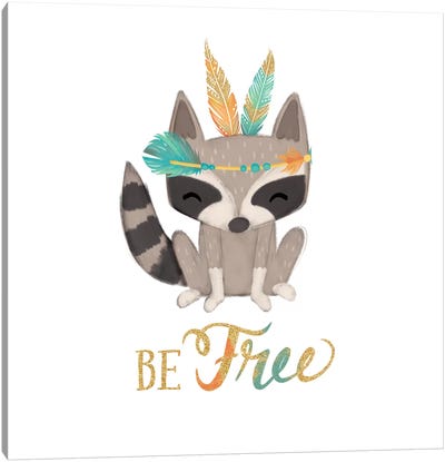 Be Free Canvas Art Print - Raccoon Art