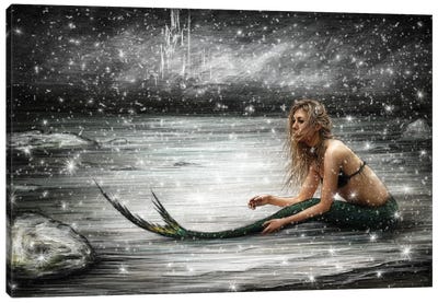 Winter Mermaid Canvas Art Print - Mythical Creature Art