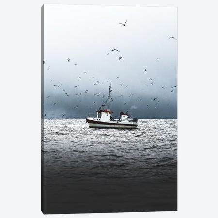 A Lonely Boat Canvas Print #JSH1} by Joe Shutter Canvas Artwork