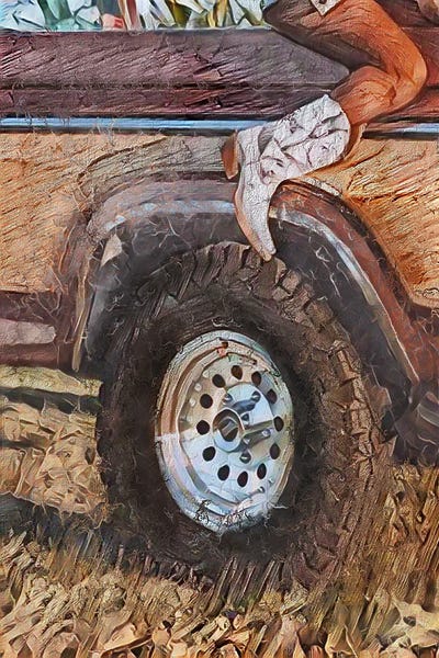 Western Décor: Old Pickup With My Girl Boots by Jesse Keith