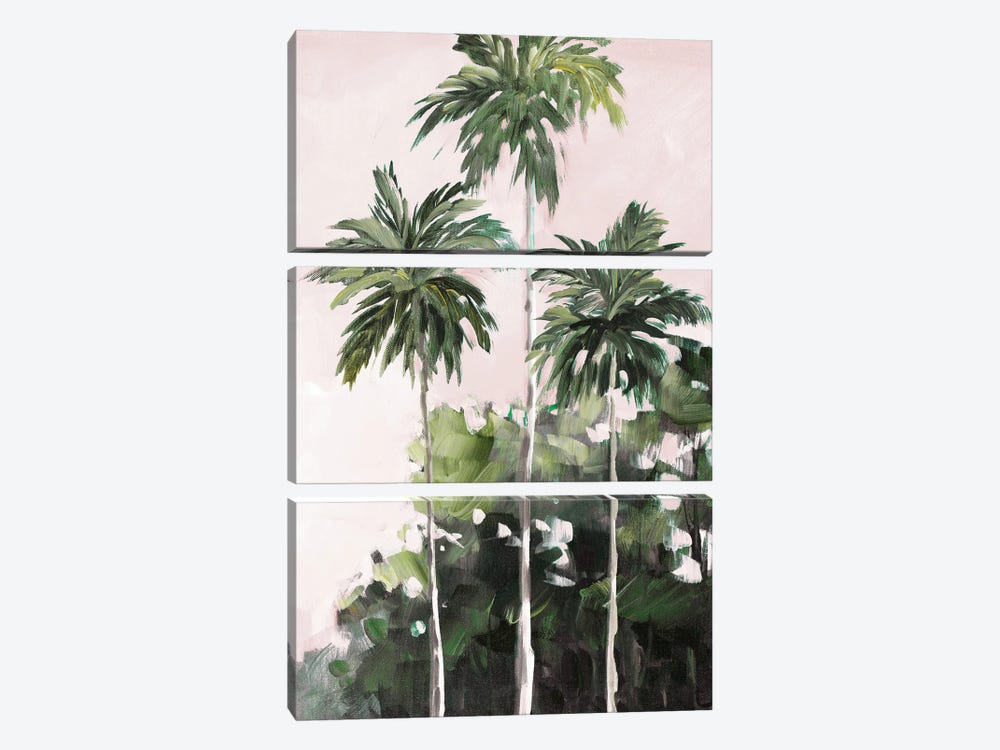 Palms Under A Pink Sky by Jane Slivka 3-piece Canvas Artwork