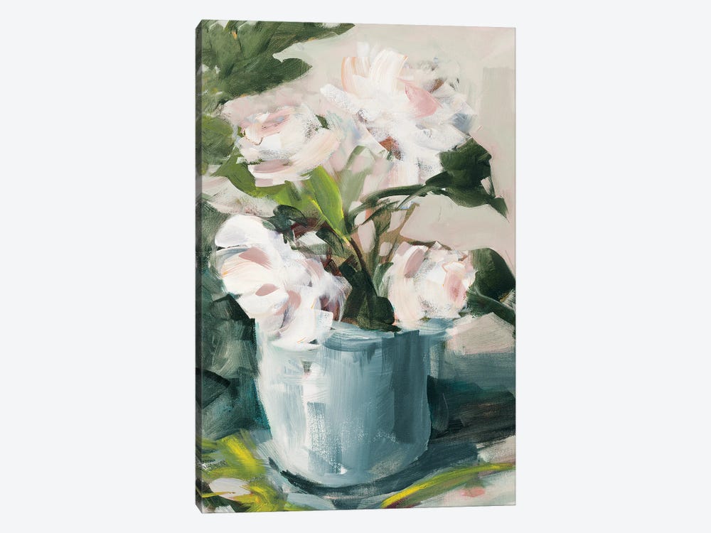 Peonies in Blue Vase by Jane Slivka 1-piece Canvas Wall Art