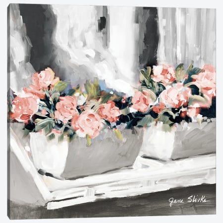 Pink Floral Window Canvas Print #JSL107} by Jane Slivka Art Print