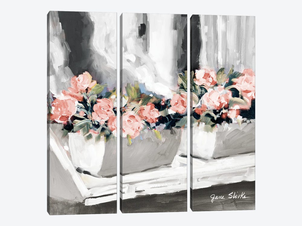 Pink Floral Window by Jane Slivka 3-piece Art Print