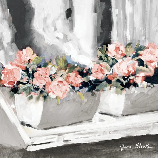 Jane Slivka: Pink Floral Window by Jane Slivka