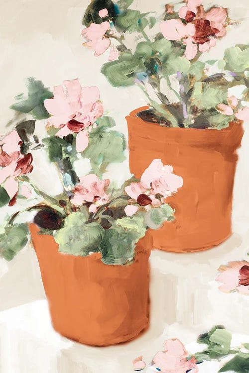 Potted Pink Geraniums by Jane Slivka wall art