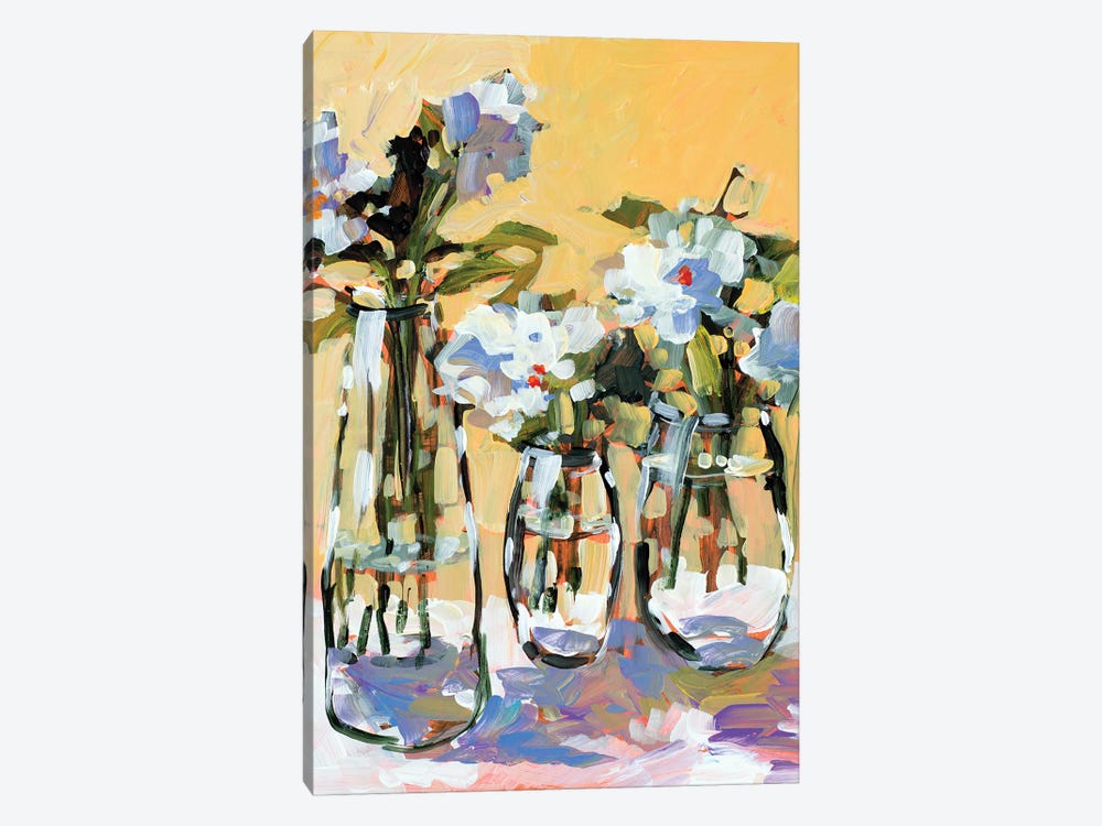 Three Flower Vases by Jane Slivka 1-piece Canvas Art Print