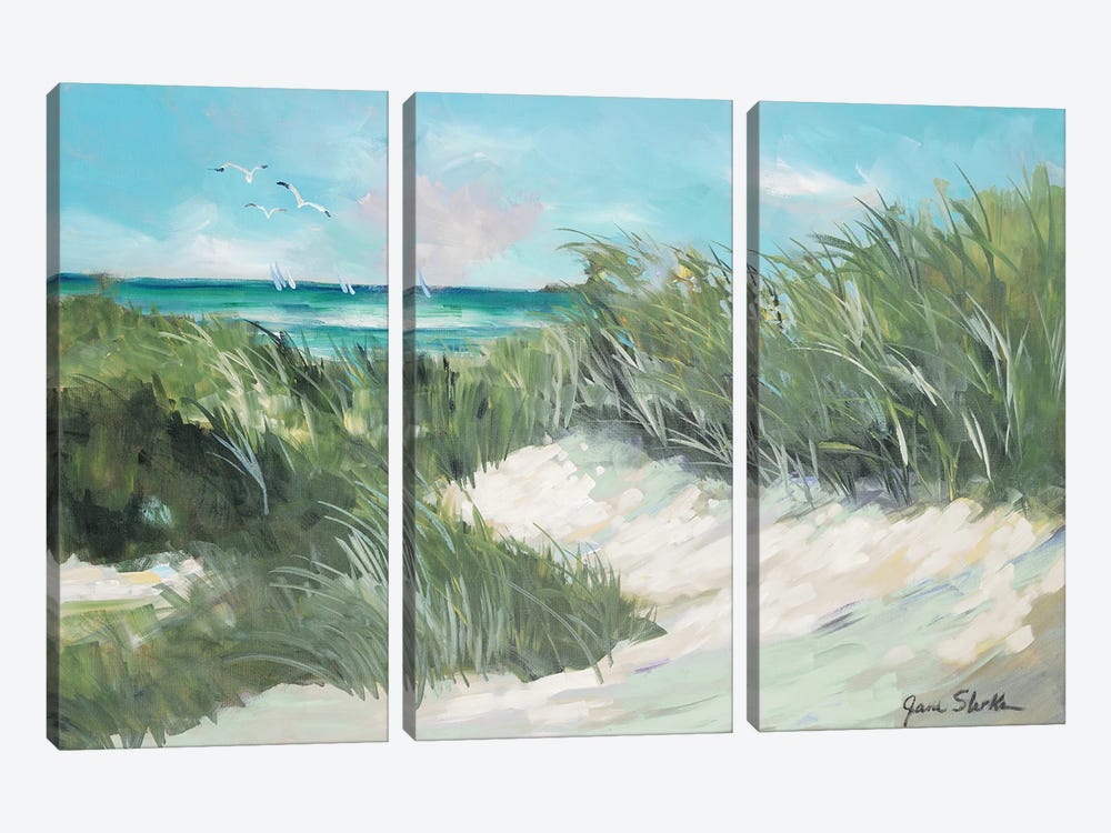 Beach Coast Grass by Jane Slivka 3-piece Canvas Artwork